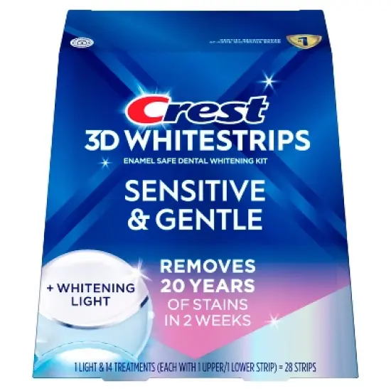 Crest 3DWhitestrips Sensitive + LED Light At-Home Teeth Whitening Kit - 14 Treatments image {9}