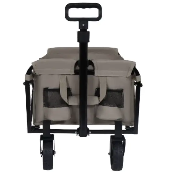 Expandable Dual-Layer Utility Wagon with 100% Extra Space - Grocery CartSupports 225lbs, Beige image {2}