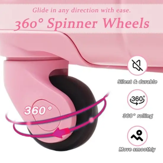 20-Inch Pink Hardshell ABS Luggage with Double Spinner Wheels and TSA Lock Travel Carry-On Luggage image {1}