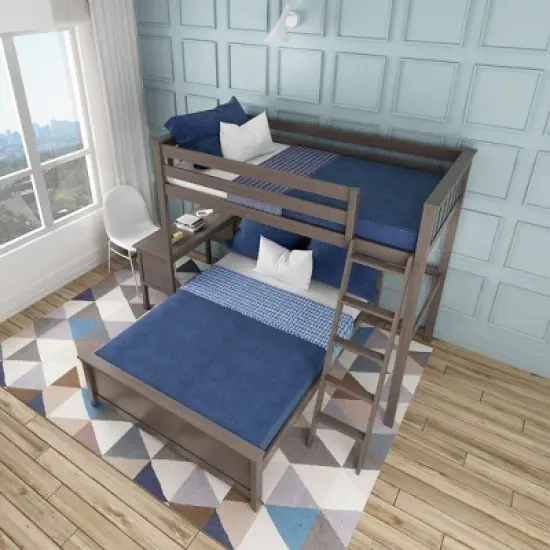 Max & Lily L-Shaped Twin over Full Bunk Bed with Desk image {4}
