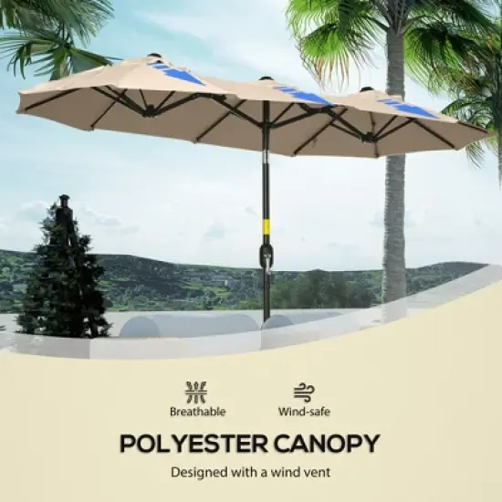 NicBex 9.5FT Double-Sided Patio Umbrella,Outdoor Patio Umbrella with Push Button Tilt & Crank,12-Rib Outdoor Market Umbrella for Pool,Garden image {3}