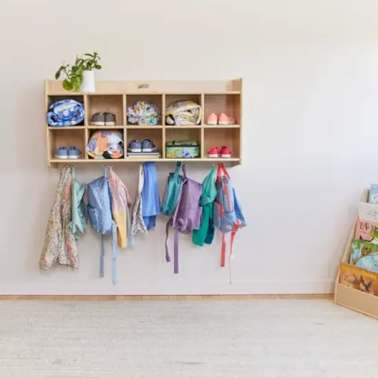 ECR4Kids 10-Section Hanging Coat Locker with Shelf image {3}