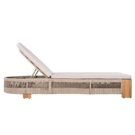 Christopher Knight Home Lariya Outdoor Adjustable Acacia Wood and Rope Chaise Lounge with Water-Resistant Cushions (Set of 4) image {4}