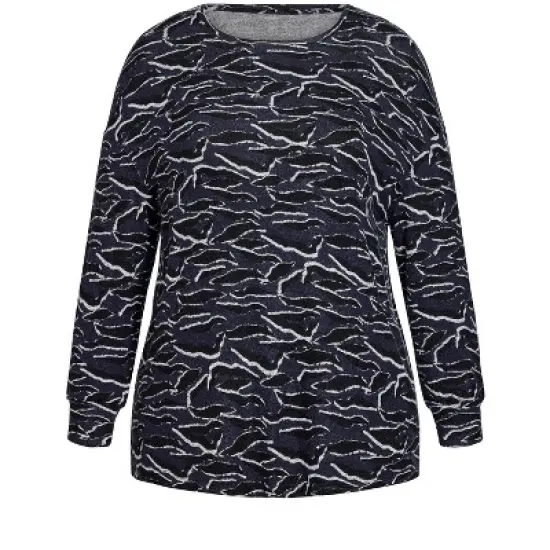 Women's Plus Size Zebra Top - navy | EVANS image {2}