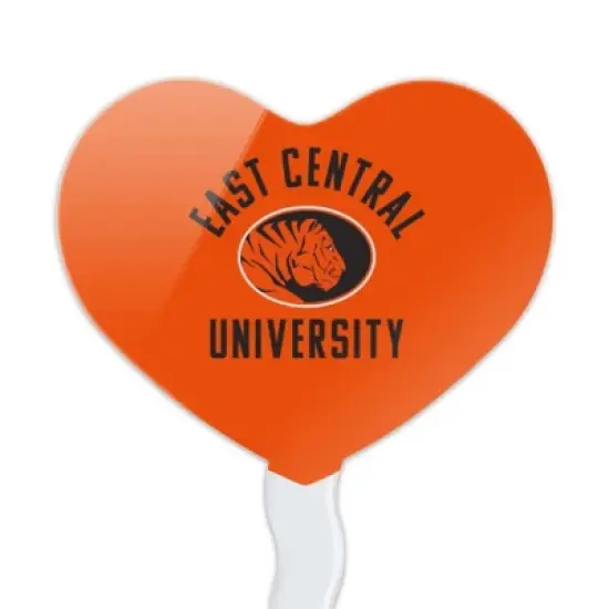 East Central University Tigers Logo Heart Love Cupcake Picks Toppers Decoration Set of 6 image {1}