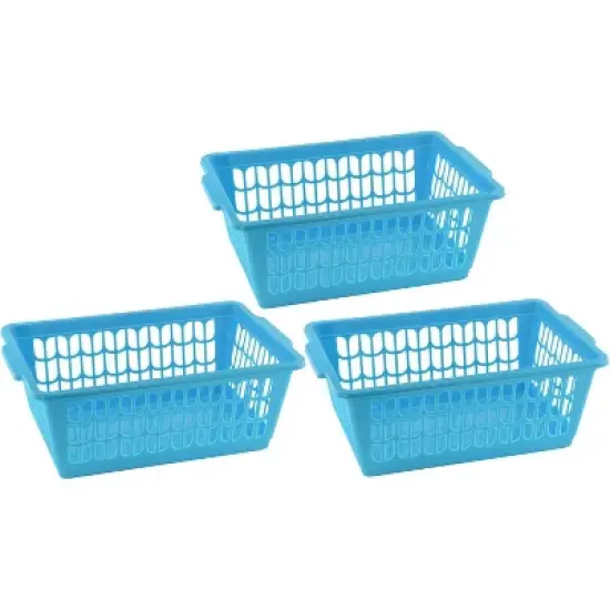 YBM HOME Plastic Perforated Storage Basket Bin Office Drawer, Shelf Desktop Countertop Tray Organizer, Pack of 3 image {2}