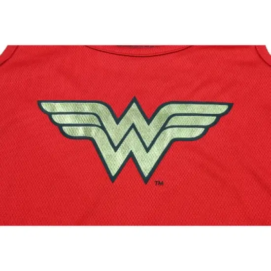 Wonder Woman Big Girls Logo Mesh Tank & Shorts PJ Set Red image {3}