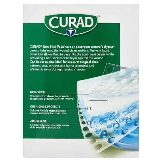 Curad Non Stick Pads Large 8" x 3", 8 Count image {3}