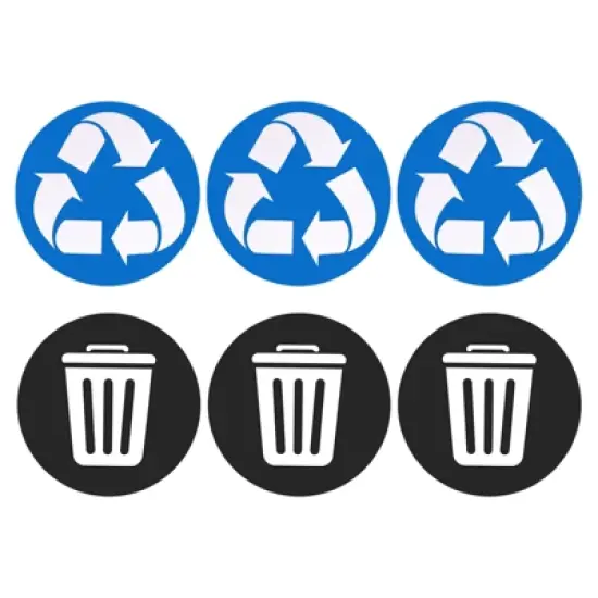 Unique Bargains Self-Adhesive Decor Trash Can Recycle Sticker Bin Labels 6 Pcs image {6}