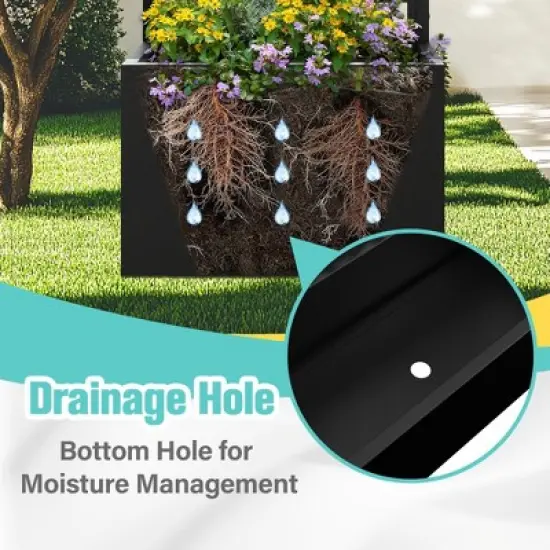 TOAOTBNBO Outdoor Planter Box with Square-Hole Trellis, Metal Raised Garden Bed for Climbing Plants, Galvanized Garden Box with Drainage Holes image {4}