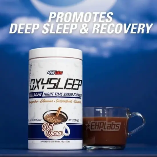 EHPlabs OxySleep Collagen Powder &ndash; Nighttime Sleep & Shred Support, Type 1 & 3 Bovine Collagen, Hot Cocoa Flavor &ndash; 30 Servings image {2}