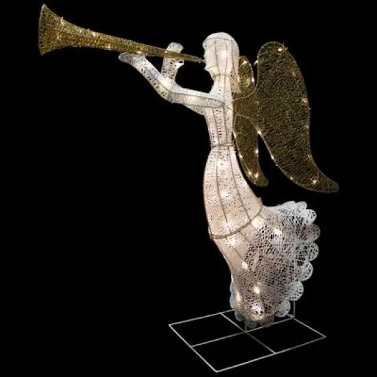 Northlight 48" LED Lighted Gold and Silver Trumpeting Angel Outdoor Christmas Outdoor Decoration image {6}