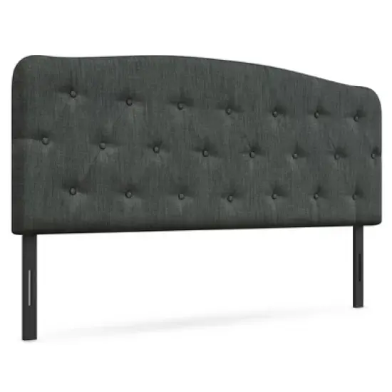 Costway Full Size Upholstered Headboard Only Adjust Button Tufted Faux Linen Light Grey\Dark Grey image {1}
