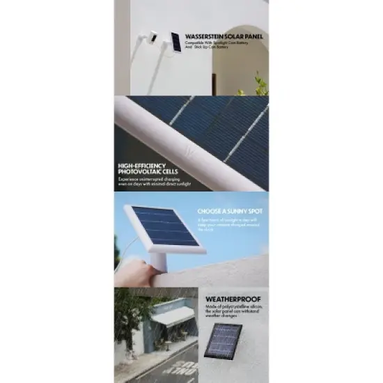 Wasserstein Solar Panel Compatible with Ring Spotlight Cam Battery and Ring Stick Up Cam Battery (1 Pack) image {8}