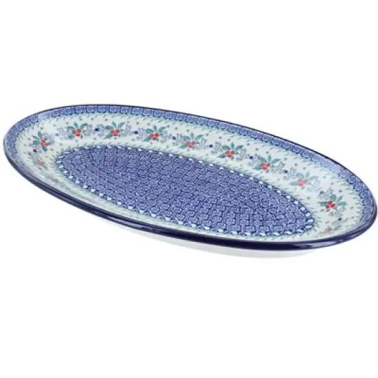 Blue Rose Polish Pottery 205 Ceramika Artystyczna Large Oval Platter image {6}