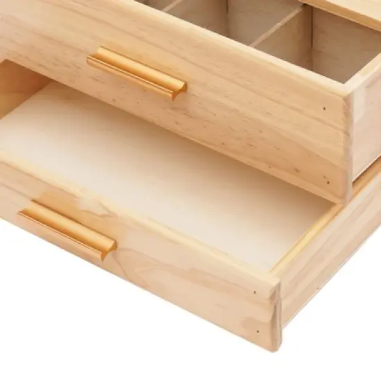 YIYIBYUS Desktop Organizer with 2 Drawers, Wood Tea Bag Organizer with Drawer, Storage Box, Wood Color image {4}