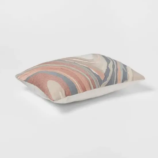 14"x20" Luxe Oblong Woven Marble Decorative Pillow Light Teal/Green/Terracotta - Threshold&trade;: Cotton Fabric, Indoor Use image {2}