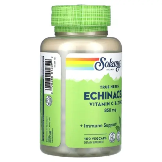 Solaray True Herbs, Echinacea, Vitamin C & Zinc, 100 VegCaps image {3}