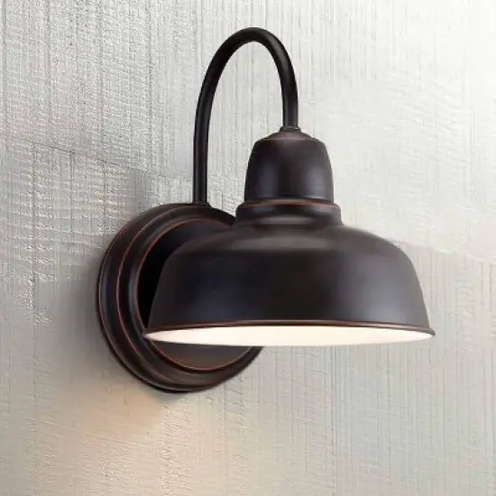 John Timberland Urban Barn Industrial Rustic Wall Light Sconces Set of 2 Oil Rubbed Bronze Hardwire 8 1/2" Fixture Gooseneck Arm for Bedroom Bathroom image {8}