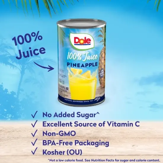 Dole 100% Pineapple Juice - 46 fl oz Can image {6}