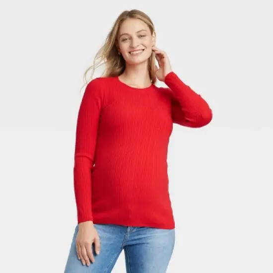 Ribbed Lightweight Crew Neck Maternity Sweater - Isabel Maternity by Ingrid & Isabel&trade; image {4}
