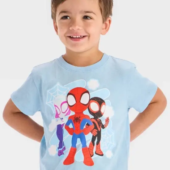 Marvel Toddler Boys' Spidey and Friends T-Shirt - Light Blue image {1}