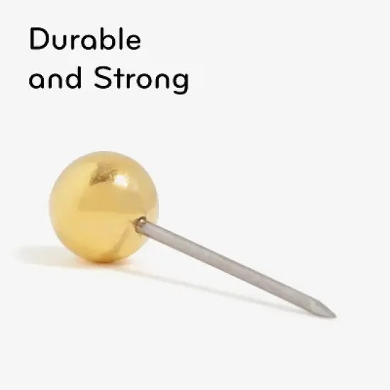 U Brands 100ct Gold Map Push Pins: Thumb Tacks for Wall, Plastic, Clips & Fasteners, Art & Stationery, 0.87" Height image {4}