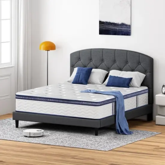 CSBDHOME 12 Inch Medium Firm Hybrid Mattress for Pressure Relief, Strong Edge Support, Wavy Pattern image {2}