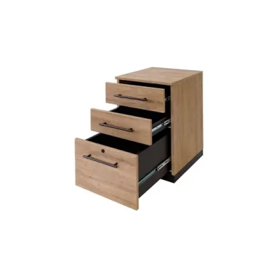 Abbott Contemporary 3 Drawer Wood Laminate File Cabinet Light Brown - Martin Furniture image {2}
