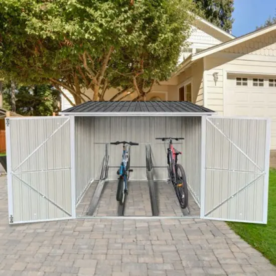 Bicycle Outdoor Steel Storage Shed ,Stores 4 Bikes,Grey image {5}