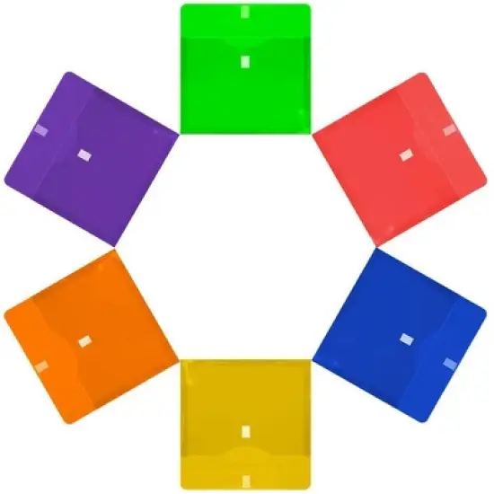 JAM Paper 9 3/4'' x 13'' 6pk Plastic Envelopes with Hook & Loop Closure, 1" Expansion, Letter Booklet - Multicolor image {3}