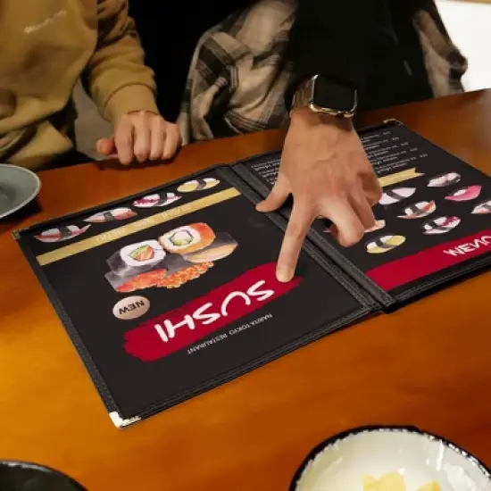 WeChef 30 Non-Toxic Menu Covers 8.5 x 11" Black Book Style Cafe 3 Page 6 View image {8}