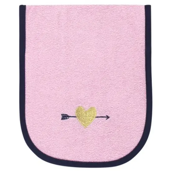 Hudson Baby Infant Girl Cotton Terry Bib and Burp Cloth Set 5pk, Love, One Size image {2}