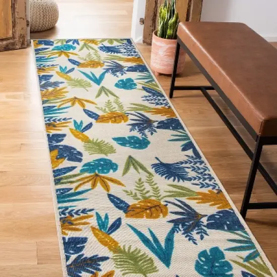 World Rug Gallery Contemporary Floral Leaves Indoor/Outdoor Area Rug:  Quick Dry,  UV Protection,  Flat Pile image {10}