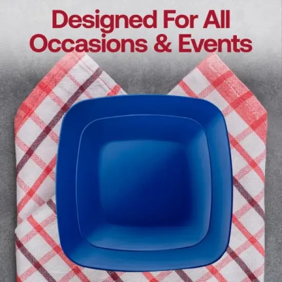 Smarty Had A Party 7.25" Blue Flat Rounded Square Plastic Salad Plates - 120 pcs image {6}