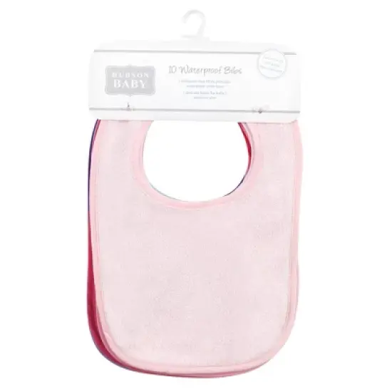Hudson Baby Infant Girls Rayon from Bamboo Bib with Waterproof Lining 10pk, Pink Mint, One Size image {1}