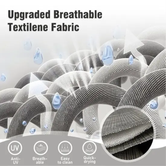 Captiva Designs 7pc Outdoor Patio Metal Rectangle Dining Table & Textilene Swivel Chairs image {14}