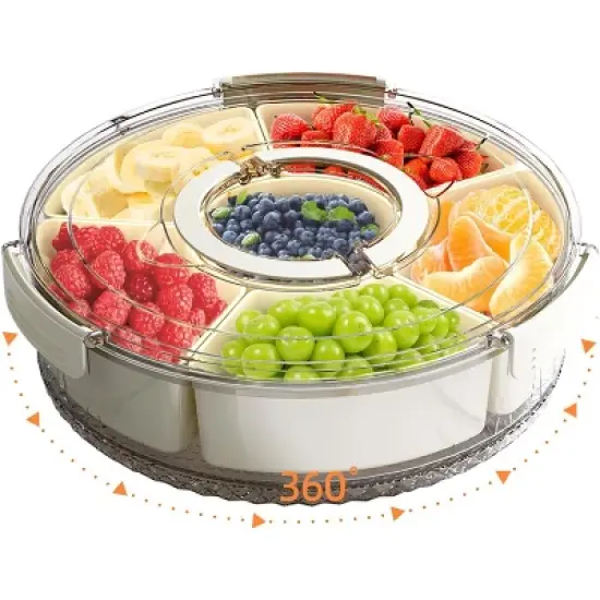 Attop Divided Serving Tray with Lid and Handle, Stackable Snackle Box Container for Fruits Candy Organizer image {7}