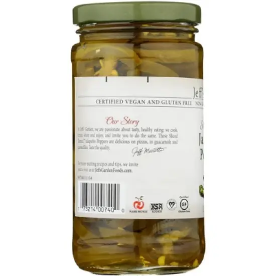 Jeff's Garden Sliced Tamed Jalapeno Peppers - Case of 6/12 oz image {3}
