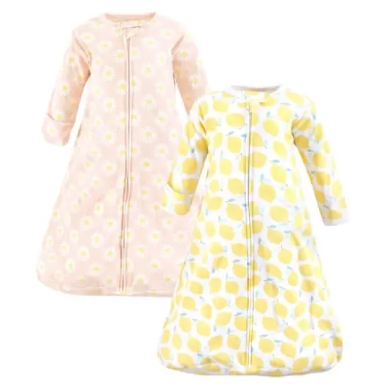 Hudson Baby Infant Girl Cotton Long-Sleeve Wearable Sleeping Bag, Sack, Blanket, Lemon Daisy Long Sleeve image {4}