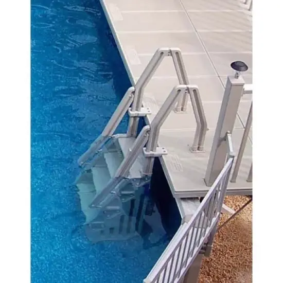 Vinyl Works Deluxe Adjustable 24-Inch Wide In-Pool Step Ladder Entry System for 46 to 60 Inch High Above Ground Swimming Pools with Non-Slip Steps image {3}