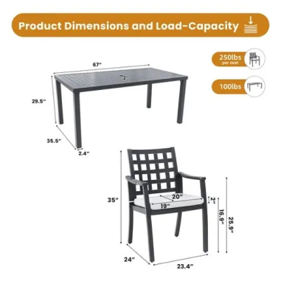 Sapphtopaz Patio Dining Set Modern Classic Outdoor Table and Chairs Set with Cushions,Weather-Resistant for Patio, Garden image {1}