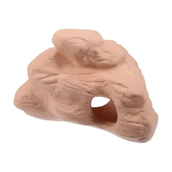 Unique Bargains Ceramic Aquarium Hideaway Rock Cave Fish Tank Decoration Light Brown 4.57"x3.9"x2.99" image {7}