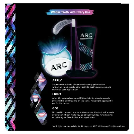 ARC Emulsion Leave-On Tooth Whitening System with Applicator, Stand and LED Blue Light - Mint Flavor - 0.88oz image {2}