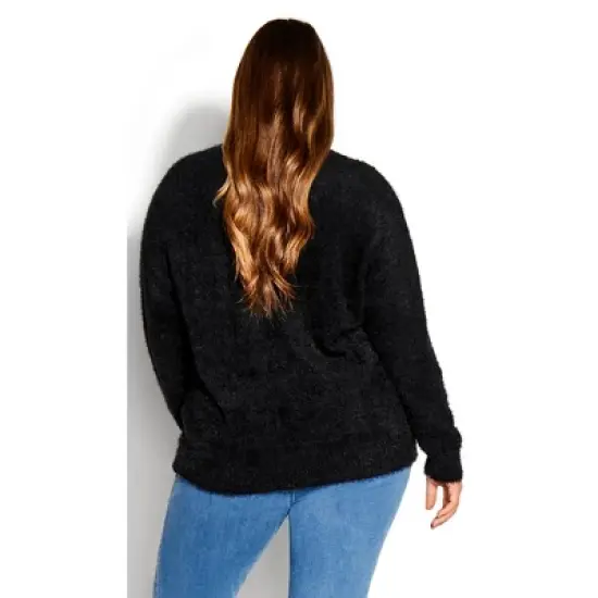 Women's Plus Size Snow Sparkle Sweater - Black | AVENUE image {2}