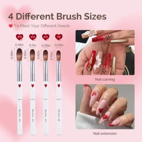 Acrylic Nail Brush Set (4Pcs) - White image {3}