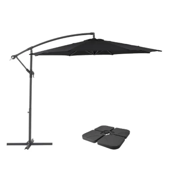 9.5' UV Resistant Offset Cantilever Patio Umbrella with Base Weights - CorLiving image {10}