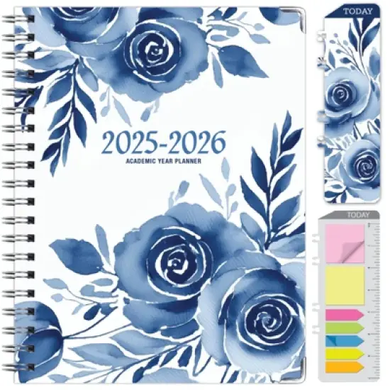 Global Printed Products Hardcover AY 2025-2026 Fashion Planner - 8.5"x11" (Blue Bloom) image {8}