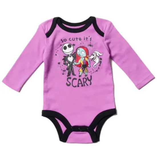 Disney Nightmare Before Christmas Zero Sally Jack Skellington Baby Girls 3 Pack Bodysuits Newborn to Infant  image {1}