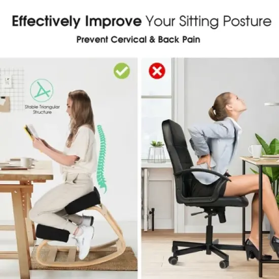 Costway Ergonomic Kneeling Chair Rocking Stool Upright Posture Office Furniture Black image {4}